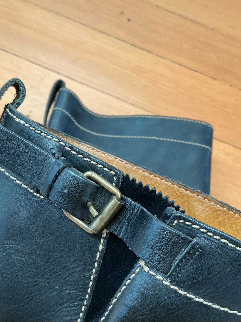 Polo by Ralph Lauren Black Leather Moto Combat Boots - Picture 11 of 11